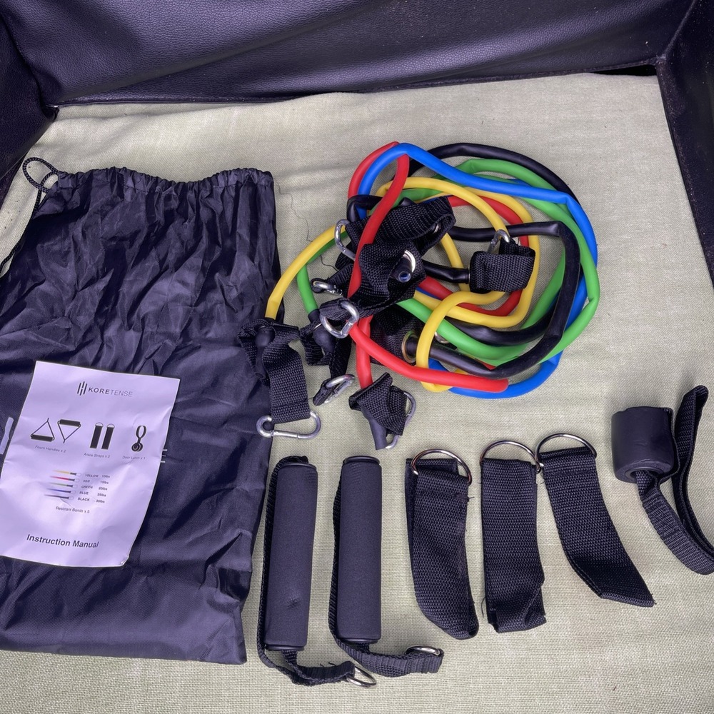 KORETENSE Resistance Bands Set 5 Tube Bands Handles Ankle Straps Door Anchor